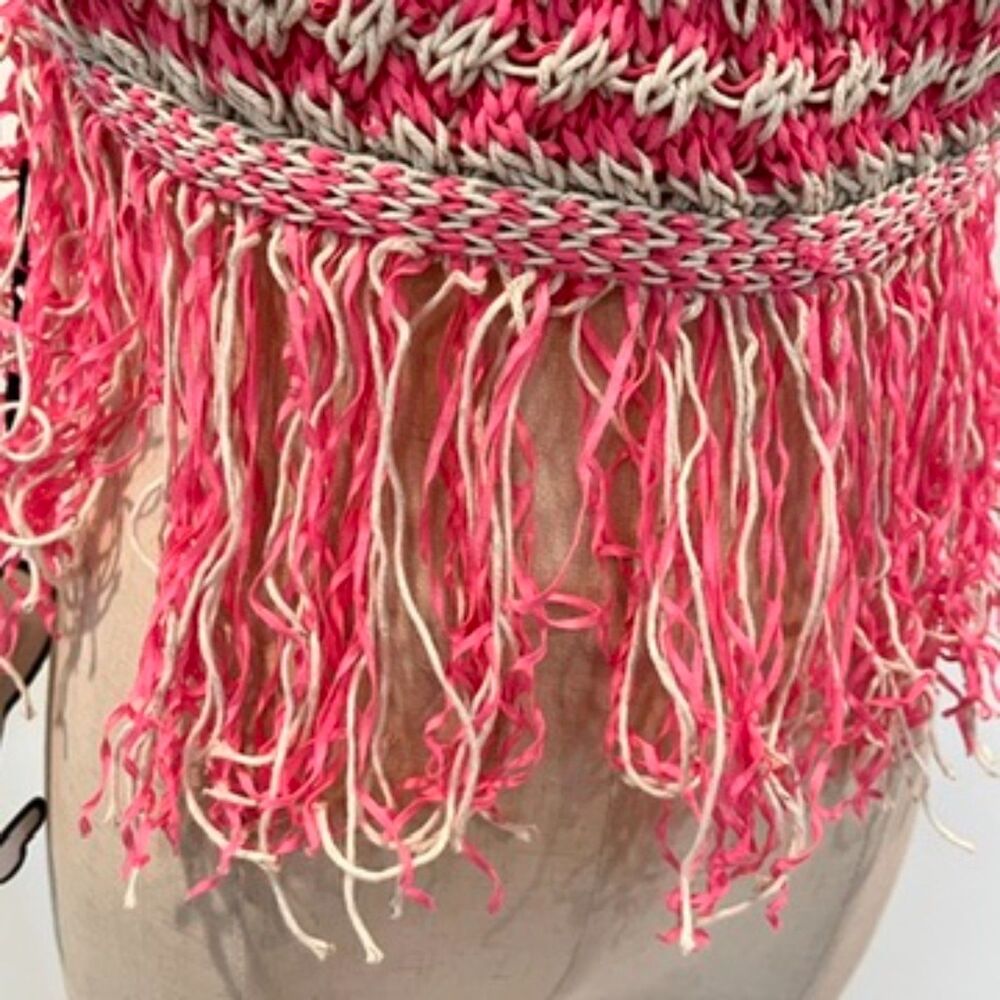 Marco Rambaldi Ssense Pink Crochet Halter Top Fringe Hem NEW NWT L Cotton Linen - Picture 4 of 9